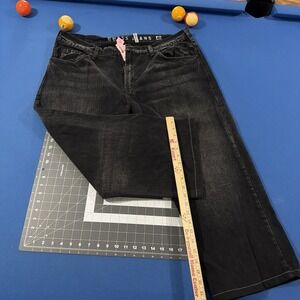 VTG Guess Jeans Mens 40x25 Black Fade 3/4 Length Crop Urban Baggy Wide-Leg Y2K